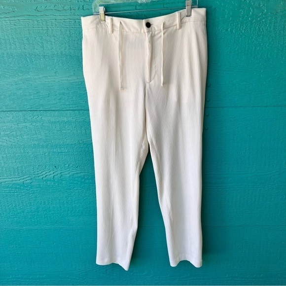 ALFANI WINTER IVORY SOFT CORDUROY RIBBED STRETCHY DRAWSTRING PANTS SZ MEDIUM NWT - Picture 1 of 5